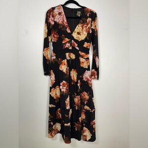 Taylor Black Floral Long Sleeve Dress